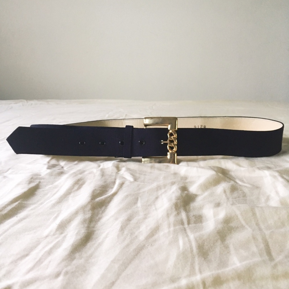 Vintage Golden Buckle Wide Belt Nylon 32-36”
